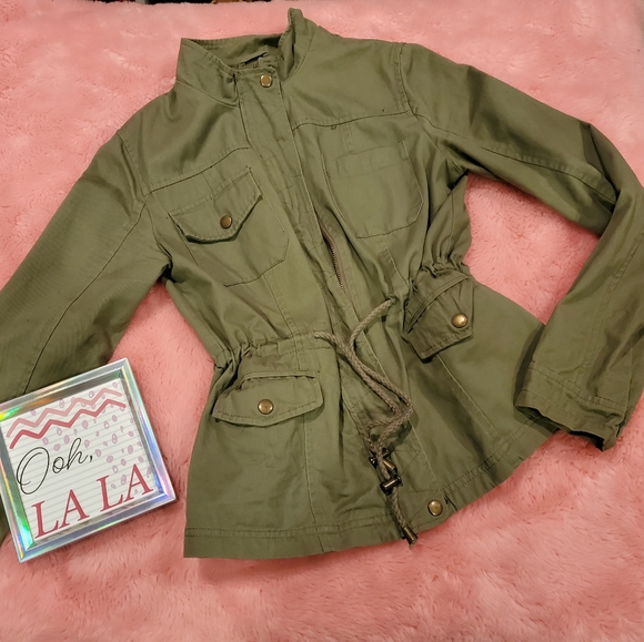 Military green sinch waist jacket - Picture 2 of 15